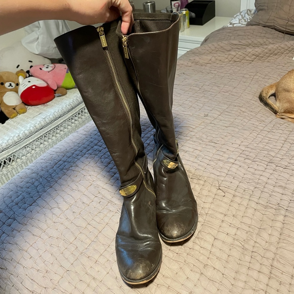Michael Kors Brown Leather Riding Boots